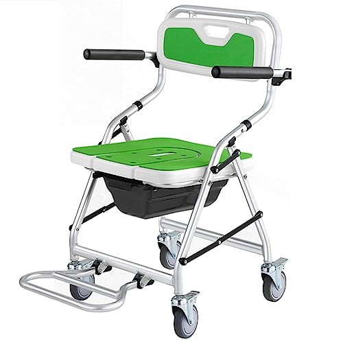 Sedia da toilette pieghevole per doccia con ruote, sedia da doccia con ruote, sedia da toilette per doccia, sgabello per sedie a rotelle pieghevole portatile per bagno, sedia per doccia da bagno