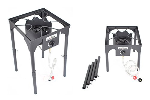 Cookamp High Pressure Single Propane Burner Outdoor Camping Stove With Adjustable Height. 0-20 Psi Adjustable Regulator And Steel Braided Hose Sa1500 #TOP2