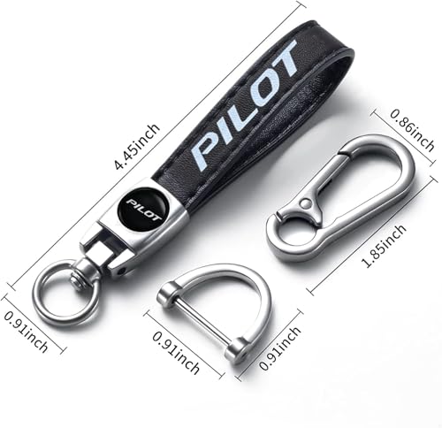 Image of HUIANTS Black Leather Car Keychain Metal Car Keyring Compatible with Honda PILOT Accessories, Keychain Keyring Family Present for Pilot Owners (for PILOT)