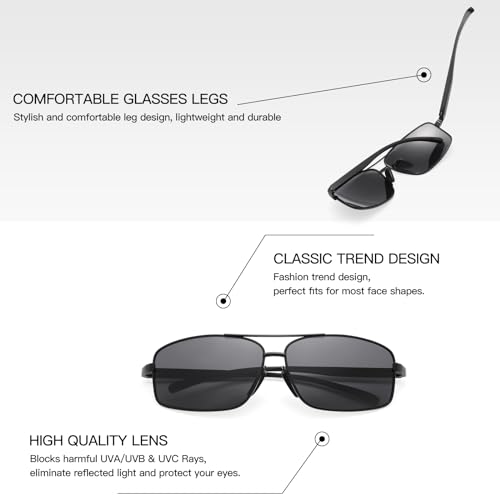 Polarized Sunglasses for Men Frame Ultra Square Rectangular UV400 Protection Sun Glasses3