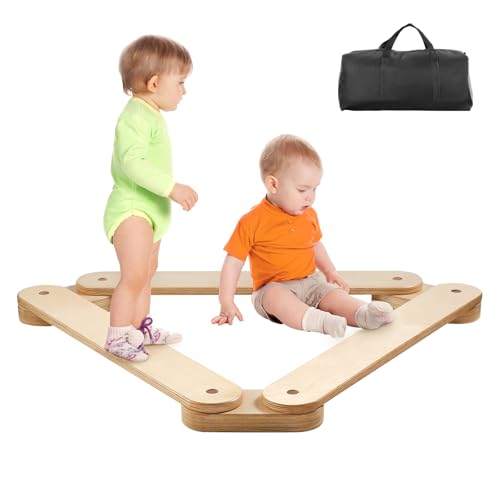 Image of VEVOR Balance Beam Stepping Stones, 3 PCS Wooden Toddler Balance Boards, Montessori Toy for Kids 3-6, Build Coordination and Gross Motor Skills, Gymnastics Course Indoor & Outdoor for Girls Boys Gift