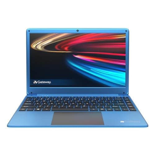 Gateway 14.1" Ultra Slim Notebook, FHD, Intel Celeron, Dual Core, 4GB/64GB, Tuned by THX Audio, Mini HDMI, Cortana, 1MP Webcam, Windows 10 S, Microsoft 365 Personal 1-Year Included, Blue
