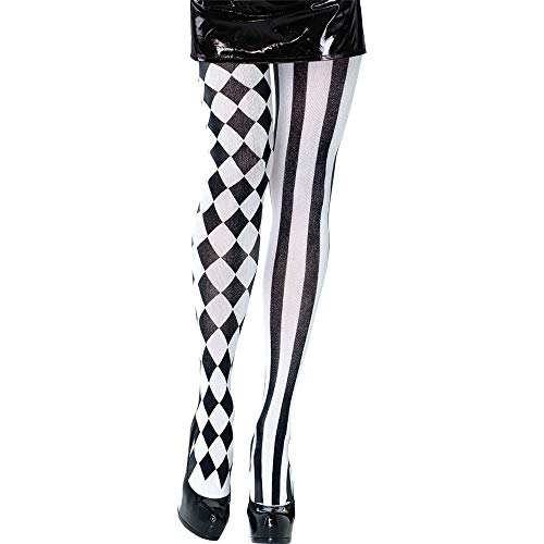 Bristol Novelty - Collants ARLEQUIN - Femme (Taille unique) (Blanc/noir)