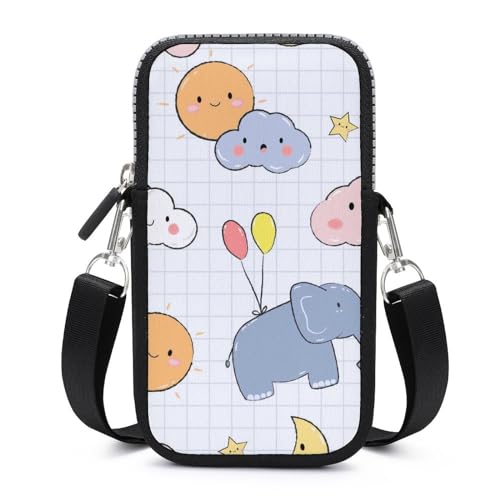 Portefeuille pochette téléphone éléphant nuage mini sac bandoulière
