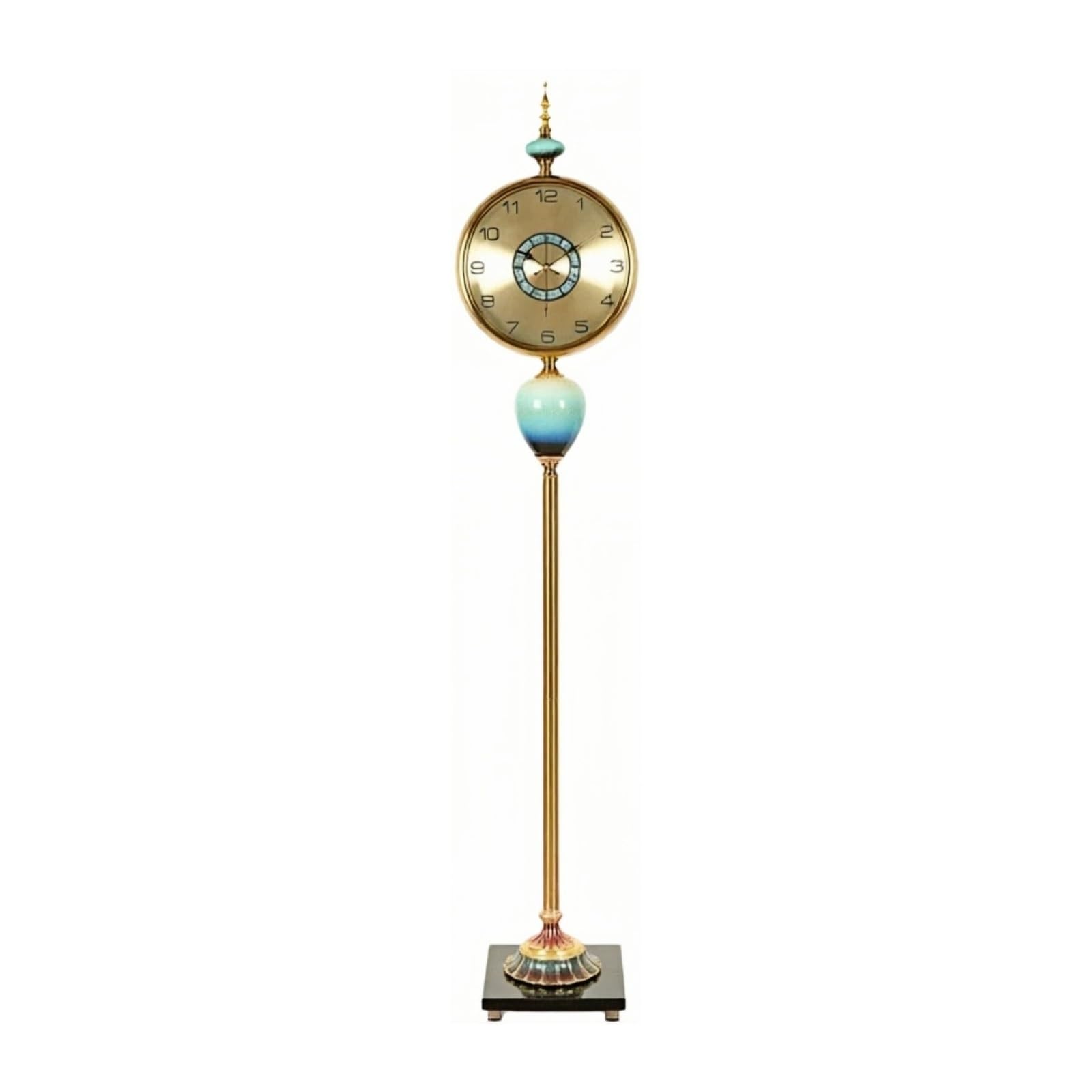 Cenz-888 Metal Floor Standing Clock Quartz Silent Gold for Living Room Decor for Bedroom & Living Room