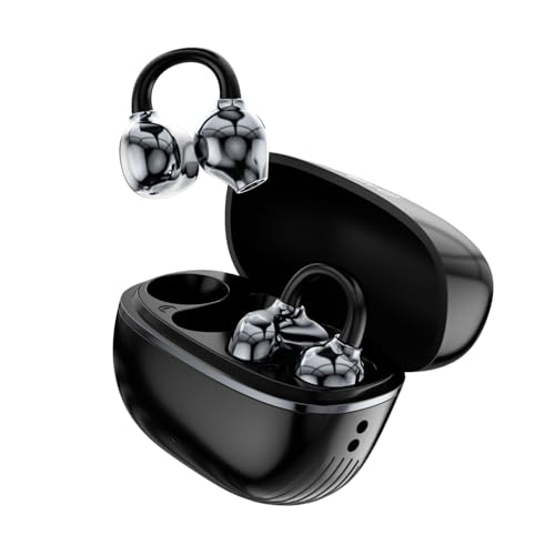 Fones de Ouvido Bluetooth, INAVA, Fone de Ouvido Esportivo com Clipe de Concha, 72 Horas de Bateria, Design Confortável para Ouvidos Pequenos e Quem Usa Óculos, Exercício, treinamento físico (Preto)