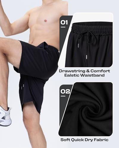 JWJ Mens Athletic Gym Workout Shorts Lightweight Quick Dry Running Basketball Shorts with Zipper Pockets3
