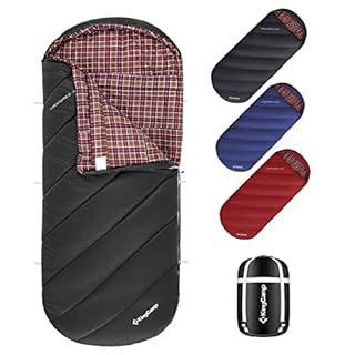 KingCamp Flannel Sleeping Bags for Adults Cold Weather Camping Accessories Backpacking Cool Weather & Warm 3 Season Sleeping Bag Lightweight Equipment with Ultralight Compact Bag Applicable (B086V49SXN)