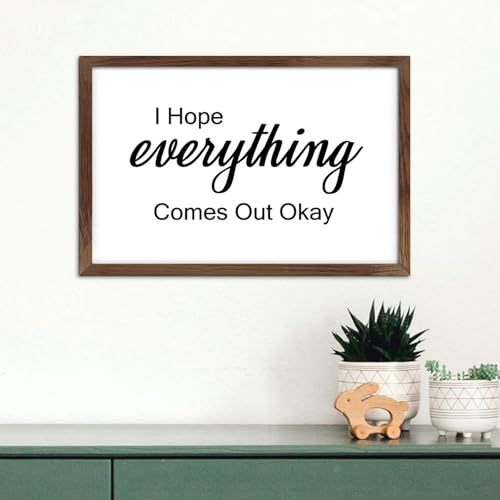 Panneau décoratif mural avec cadre en bois et citation de motivation 20x20 cm