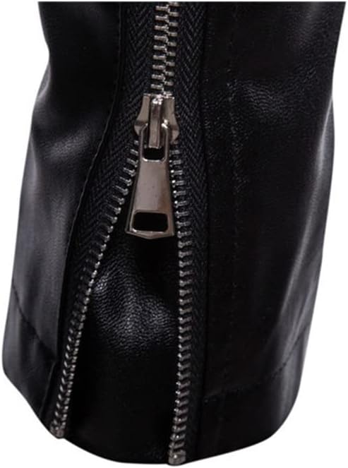 Men's Trench Leather Coat, Single Breasted Business Casual Faux Leather Jacket, Black Long PU Coat Big Size