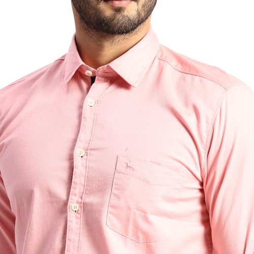 Image of Parx Men's Pure Cotton Solid Pattern Slim Fit Semi Cutaway Collar Full Sleeve Casual Shirt