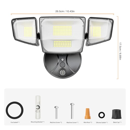 Onforu 90W Dusk to Dawn Outdoor Lighting,10000lm Flood Lights Outdoor,IP66 Waterproof Black LED Security Light with Photocell,6500k Daylight 4 Adjustable Heads Exterior Light Fixture for Yard,Garden by Onforu - Used condition - Image 7