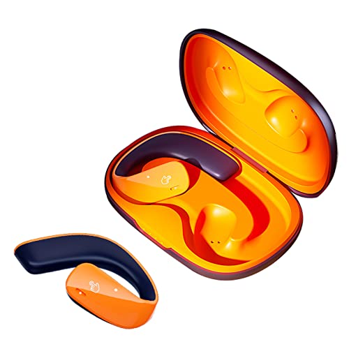 Open Ear Headphones Wireless Bluetooth Running Open Ear Clip Earbuds With Earhooks Air Bone Conduction Headphones Bluetooth Waterproof Over The Ear Wireless Wrap Around Earbuds For Spor T- Orange #TOP6