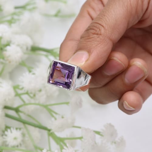 Bague améthyste homme argent 925 véritable anneau violet - 7