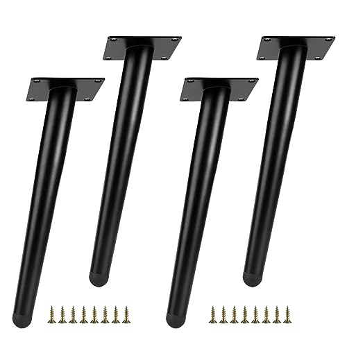 DBREAKS Slanted Furniture Feet, Conical Metal, Black, 4 Pack, 15-38cm, Sofa, Cabinet, TV, Chair, Replacement Legs