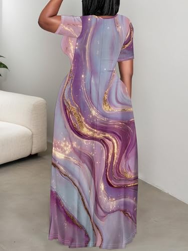 Image of Plus Size Maxi Dresses for Curvy Women T-Shirt Summer Sun Dresses Loose Fit