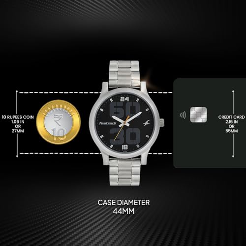 Fastrack Bold Quartz Analog Black Dial Silver Stainless Steel Strap Watch for Guys - NT38051SM07 - Image 7