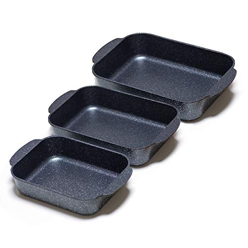 S·KITCHN Lasagna Pan Kit Roasting Pan Set Bread Pan Kit Casseroles Pans Roaster Pan Kit Nonstick Bakeware Set Non-stick Bread Baking Pans 3 Pcs