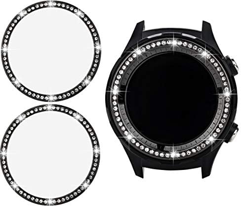 Jewelry Bezel Compatible with Galaxy Watch 42mm,2 Pack Gear Sport Crystal Bling Diamond Adhesive Anti Scratch for Samsung Galaxy Watch 42mm Black