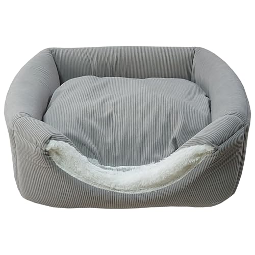 Cuccia cane interno morbida e resistente, Facile da Lavare, cuccia per cani e gatti Antiscivolo cuscino cani in Morbido Velluto, taglia piccola media grande comodo divanetto imbottito (Grigio, 3 in 1)