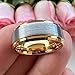 TUTISS 8mm Gold Tungsten Rings for Men Women Fashion Engagement Wedding Bands Silver Brushed Top Stepped Beveled Comfort Fit Size 11