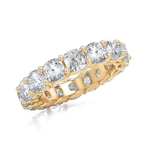 14K Yellow Gold Plated Cushion Cut Cz Stackable Rings | Cubic Zirconia Eternity Bands | Promise Ring for Couples - Size 6