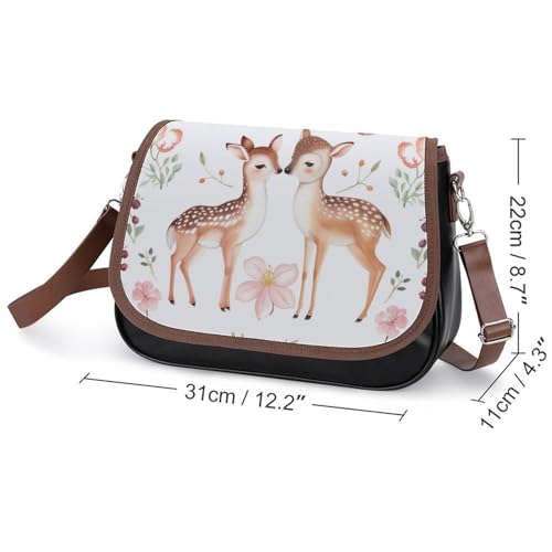 Elk Hedgehog Owl Crossbody Shoulder Messenger Women Bag Pu Leather Office Work Business for Handbag Crossbody Bag2