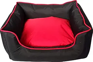 Royal Pets Cart Dog Bed & Cat Bed Red & Black Color Sofa Style Anti-Skid Bottom & Machine Washable(Reversible)-Large