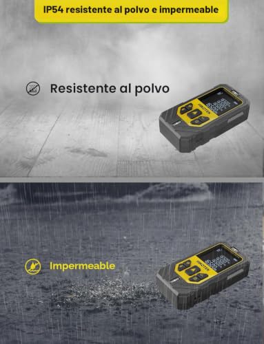 Miniatura 6 de Nikotek Medición Láser 50m, Medidor De Distancia Láser Ip54 Telémetro De Herramienta De Medición Digital Portátil Con Niveles De Burbuja Y Pantalla Lcd De 4 Líneas 2 Batería Incluida