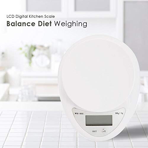 Electronic Multifunctional Weighing Scale,5kg/1g Digital Scale LCD Scales Kitchen Balance Weight Diet Food Tools Accurate Measurement (One Color)