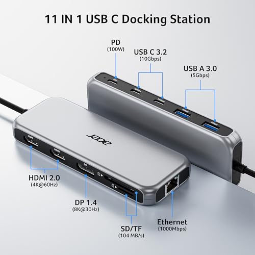 image for Acer Laptop Docking Station 3 Monitors, 11-in-1 USB C Docking Station 