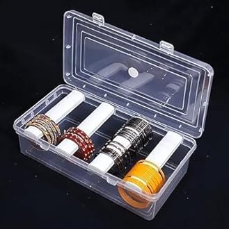 GenericPlastic Crown Bangle Box for Women, Jewellery Storage and Display Box, Chudi Box Organizer for Bangles, Chudi Bracelets, Kada Set, Chuda Set, Wrist Watches (CR22_1), Transparent