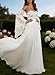 Ivory Lace Chiffon Bridal Dress with Train Long Sleeve Beach Wedding Dresses for Bride Strapless Wedding Gowns for Women Size 4