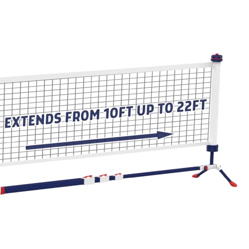 EastPoint Adjustable Pickleball Net - White & Blue, Metal - Fully Pre-Assembled & Portable...