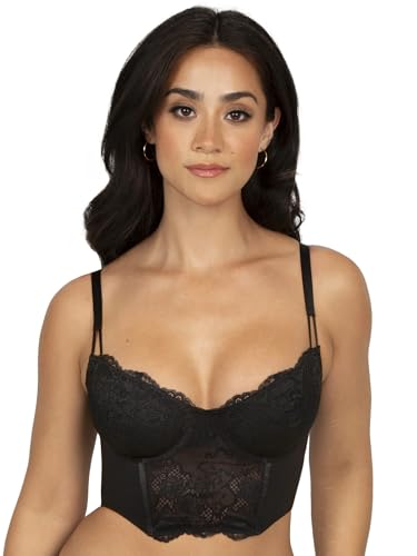 Smart & Sexy Women's Bustier Bra Corset Top, Black Hue/Black, XX-Large