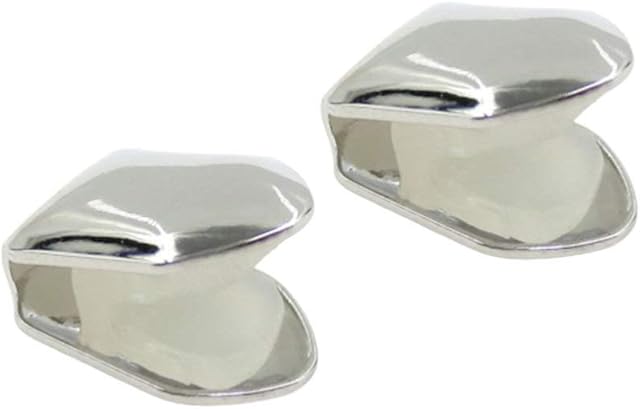 ULTNICE 2pcs Silver Single Tooth Fangs Cap Hip Hop Grills Single Teeth Caps Top Bottom Dental Grill