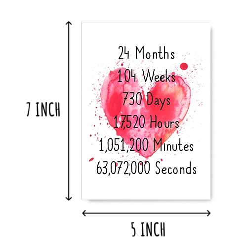 2Nd Anniversary Card For Him Or Her 2 Year Anniversary Card - Month - Year - Hour - Minute - Second…2