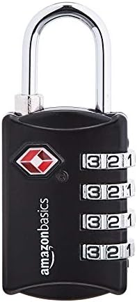 Amazon Basics TSA Accepted Cable 4-Digit Combination Lock, Black, 2-Pack