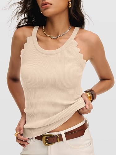 Image of ANRABESS Womens Summer Tank Tops Sleeveless Ribbed Camisole | Spaghetti Strap Cami Sweater, Soft Lightweight, Slim Knit, Casual Beach Vacation Travel Office Clothes, Spring Fall Layering
