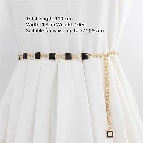 Black and White Waist chain for Women Adjustable Fashionable Metal Belt Dress Sweater Waist Closing Decorative Belt3