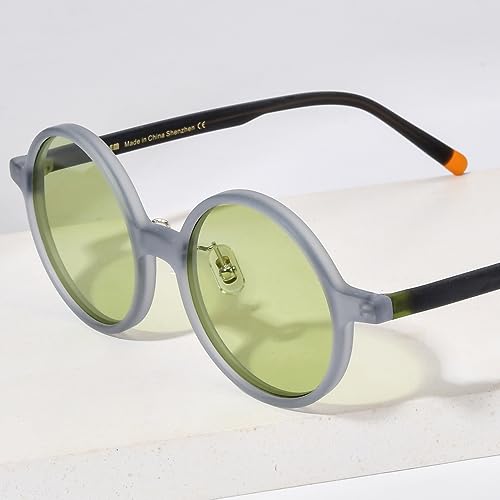 Image of HEPIDEM Acetate Vintage Retro Round Polarized Sunglasses for Men UV400 UV Protection Sun Glasses