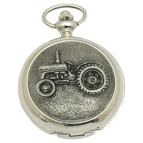 Vintage Tractor TE20 Pocket Watch with Pewter Front Cover