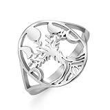 TEAMER Tree of Life Ring Stainless Steel Moon Phase Finger Ring Wiccan Amulet Protection Jewelry for Women (Silver, 6)