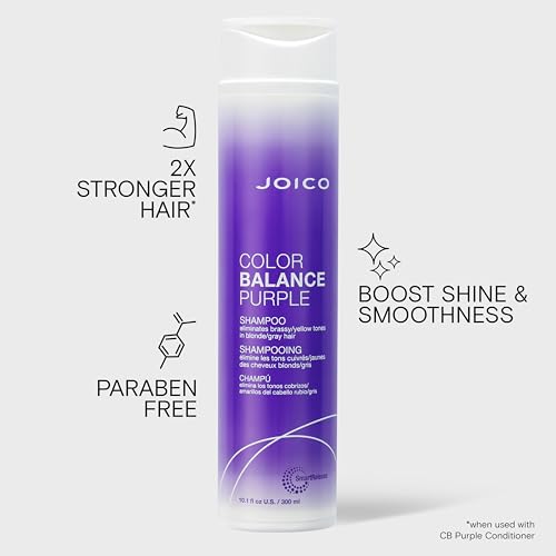 Image of Joico Color Balance Purple Shampoo | For Cool Blonde or Gray Hair | Eliminate Brassy Yellow Tones | Boost Color Vibrancy & Shine | UV Protection | With Rosehip Oil & Green Tea Extract