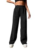 Picture of Verdusa Women's High Waist Fuzzy Fleece Lounge Long Pants Black S