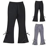 [Gonweil] フレアパンツ ガールズ 女の子 ロングパンツ キッズ 子供服 長ズボン 薄手 軽量 速乾 ゆったり 100-160cm ダンスパンツ ジュニア レギンス スパッツ ストレッチ 裾メロウフリル シンプル 可愛い 子供用 春 秋 冬