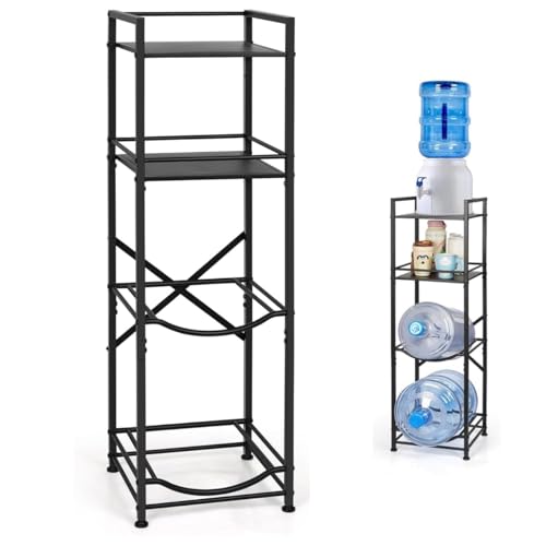 Image of ecofynd 2 Tier Water Dispenser Stand with 2 Top Shelf, Heavy Duty Water Cooler Storage Rack, 20 Litre Engineered Wood & Metal Bottle Holder for Home & Kitchen, Office, School, Hospitals, Restaurants