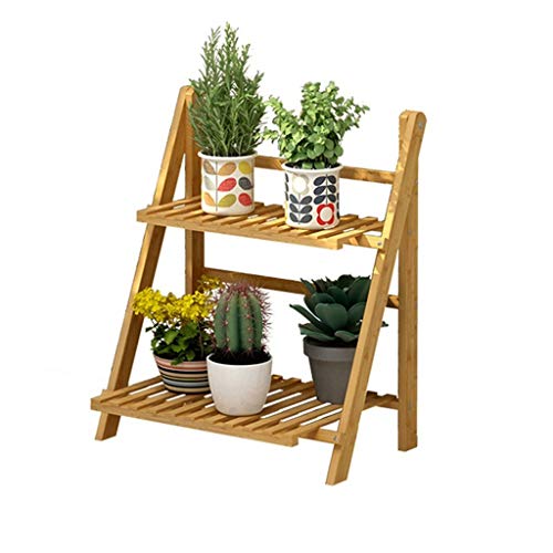 Sywlwxkq Estantes de Flores de Escalera de 2 Niveles Estante de Flores de Madera Plegable Estantes de Esquina Exhibición de Plantas de jardín para macetas Estantes de Esquina Estantes de FL