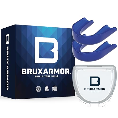 BruxArmor Nightguard - Bruxism Mouth Guard for Clenching & Grinding, Dental Custom Fit Brux Night Guard, 2 Pack (Navy)
