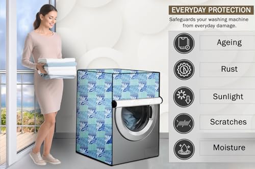 Image of Stylista Washing Machine Cover Compatible for LG 9 kg Inverter Wi-Fi Fully-Automatic Front Load FHT1409SWS, STS-VCM Printed Pattern